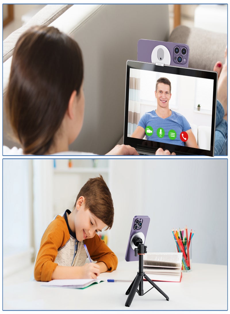 في ار اي جي حامل هاتف مغناطيسي محمول VRIG MG-12، حامل ثلاثي القوائم للهاتف مع سن لولبي 1/4 بوصة، بديل لهواتف iPhone 12/13/14، حامل كاميرا للهواتف الذكية وأجهزة Macbook - Image 4